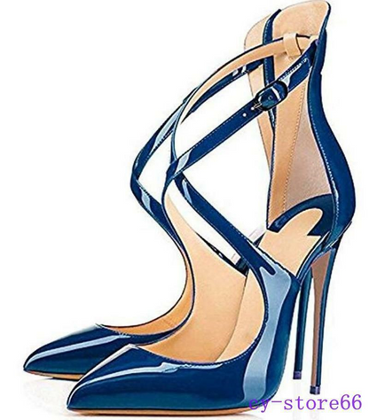 Womens Sexy Pumps Crose Strap Strappy High Heels Pointed Toe Sandals US4.5-11.5