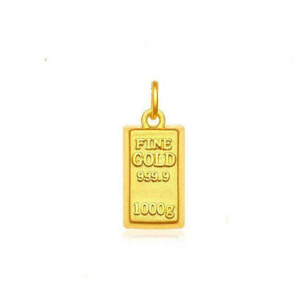 Real 24k Pure 999 Gold Pendant Necklace Luxury Gold Bricks Design Pure Chain