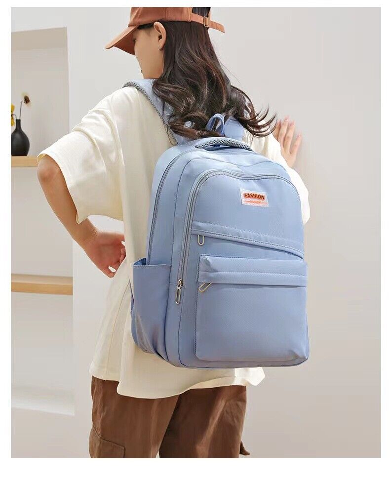 18" Canvas Boy Girls School Bag Book Bag Women Laptop Travel Backpack Rucksack