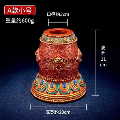 Tibetan Style Eight Auspicious Patterns Resin Hand Cranked Rotating Base
