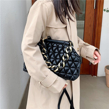 Handbag Thick Chain Purse Crossbody Bag Orange Yellow Shoulder Evening Clutch