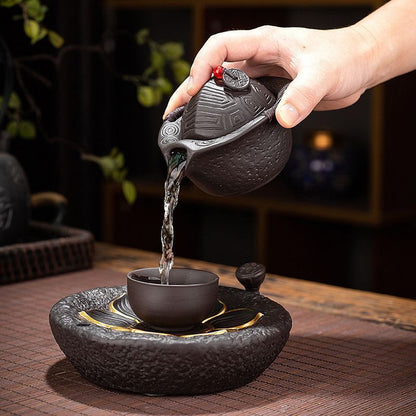 Turtle Shell Pot Tea Ware Tea Set Pure Handmade Purple Clay Rich Jia Party