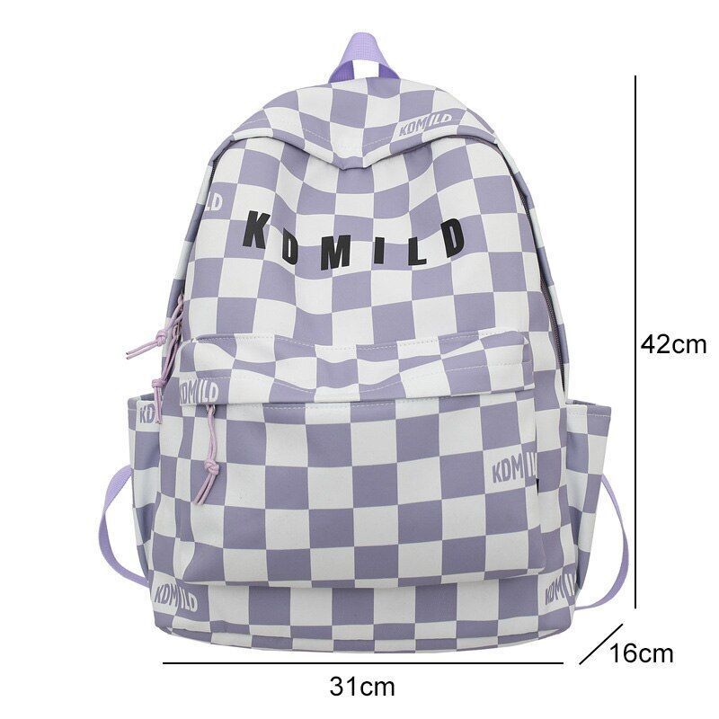 Backpack Large Students Schoolbag Stripe Style Fashionable Waterproof Polyester