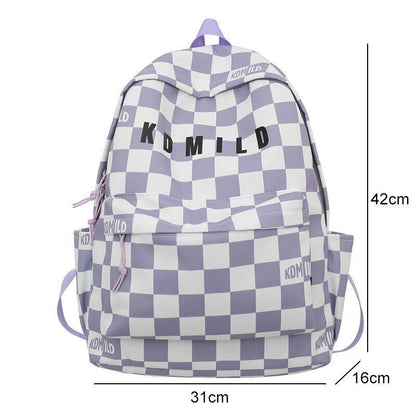 Backpack Large Students Schoolbag Stripe Style Fashionable Waterproof Polyester