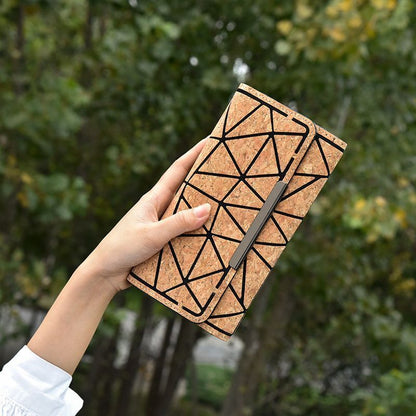 Cork Three Fold Long Wallet Fashion Credit Card Holder Clutch Purse Money Bags