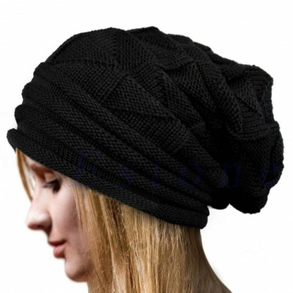 Unisex Knitted Baggy Beanie Cap Oversized Winter Warm Wool Hat Outdoor Hiking