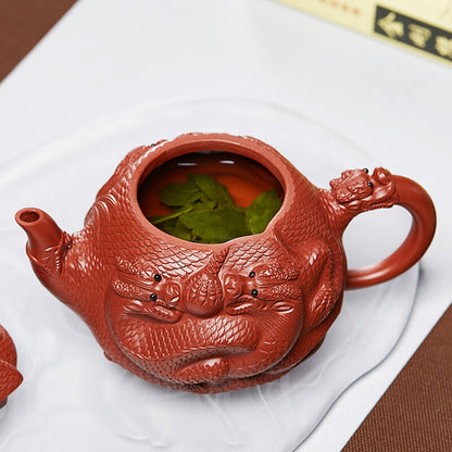 Full Handmade Tea Pot 14 Infuser Tea Holes True Yixing Zisha Clay Dragon Caved
