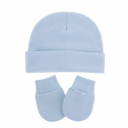 Hats Gloves 3pcs/Lot Solid Childrens Cotton Baby Winter Warm Cap Toddler Beanie