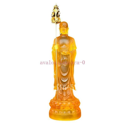 28cm Exquisitely Resin Ksitigarbha Bodhisattva Stand Buddha Statue Ornament