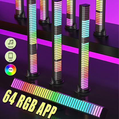 64 RGB LED Car Atmosphere Strip Light Bar DJ Music Sound Control Rhythm Lamp MIC