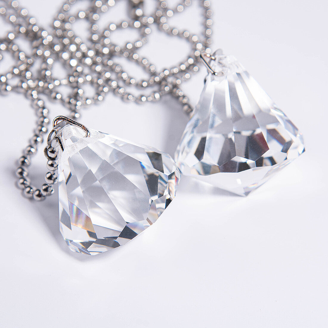 2PCS Crystal Prisms Pendant Pull Chain for Ceiling Fan Extension Chain Decor