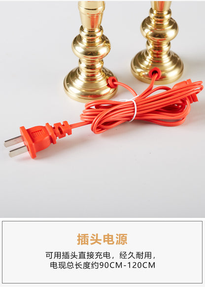 1pair 21cm LED Buddha Copper Electric Lamp Candle Lamp Worship Buddhist Supplies
