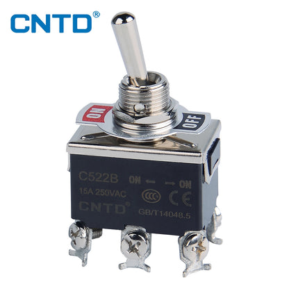 CNTD Self-locking Toggle Switch 15A 250VAC C5 Series Single Pole Double Pole