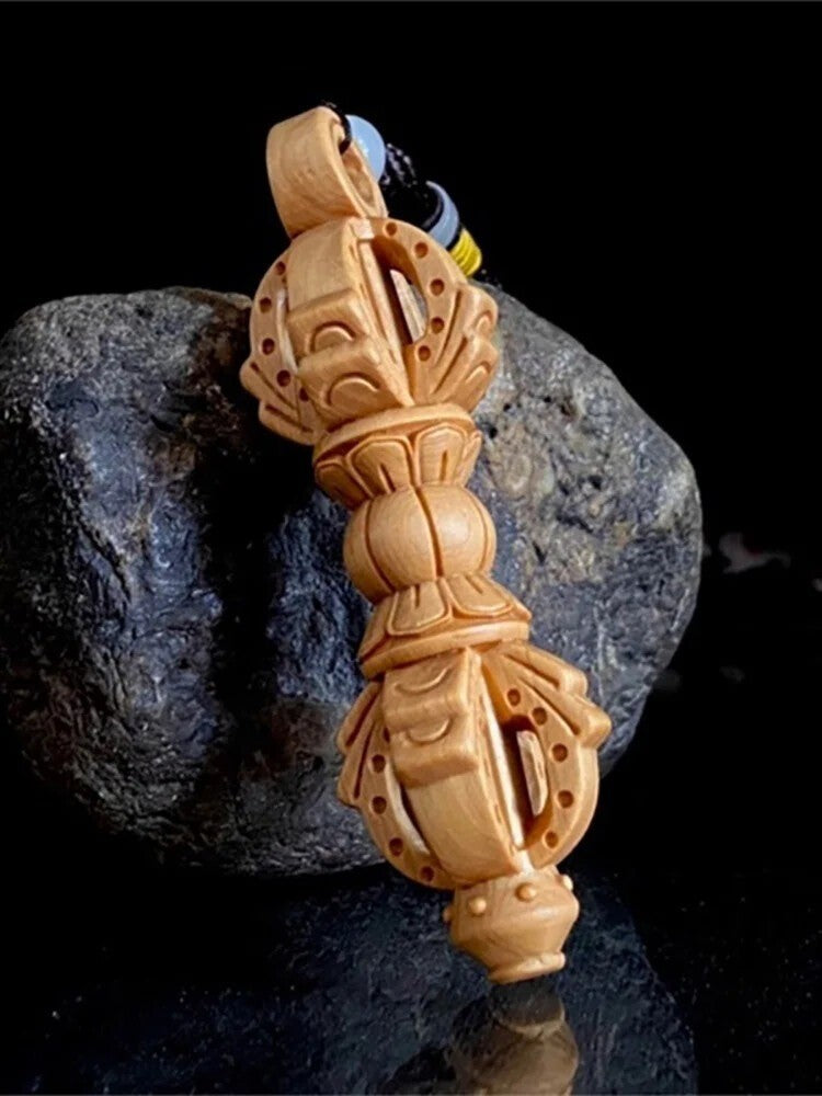 New Solid Wood Carving Buddhist Vajra Small Pendant Buddhist Tantric Practice