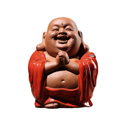 Big Belly Laughing Buddha Purple Sands Tea Pet 12.8cm Buddha decor tea ceremony
