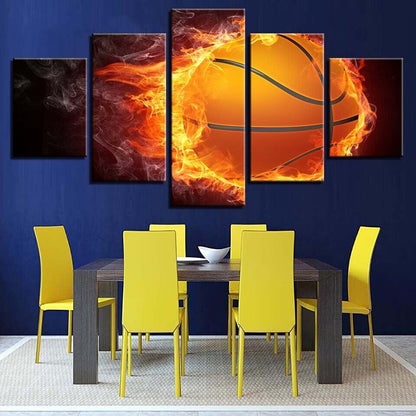 Abstract Fire Basketball Canvas Prints Painting Wall Art Home Decor Picture 5PCS
