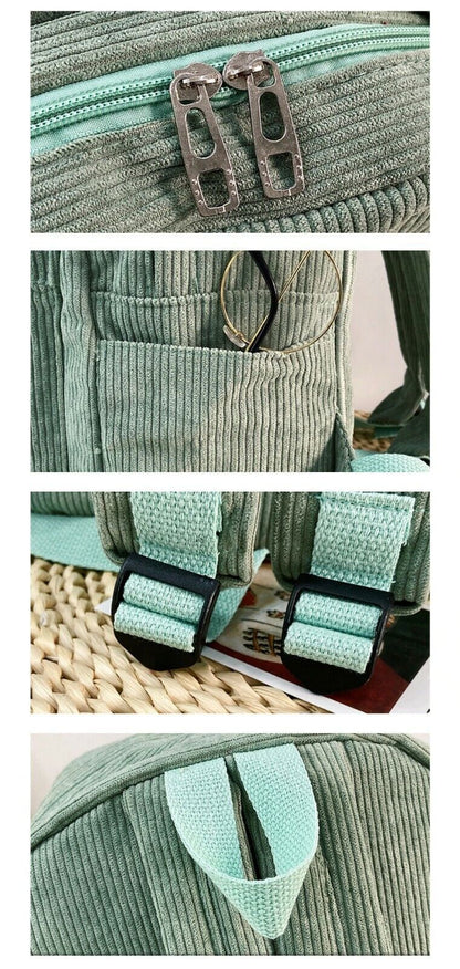 Fashion Mini Backpack Women Purse Shoulder Rucksack Small Travel Bag Corduroy