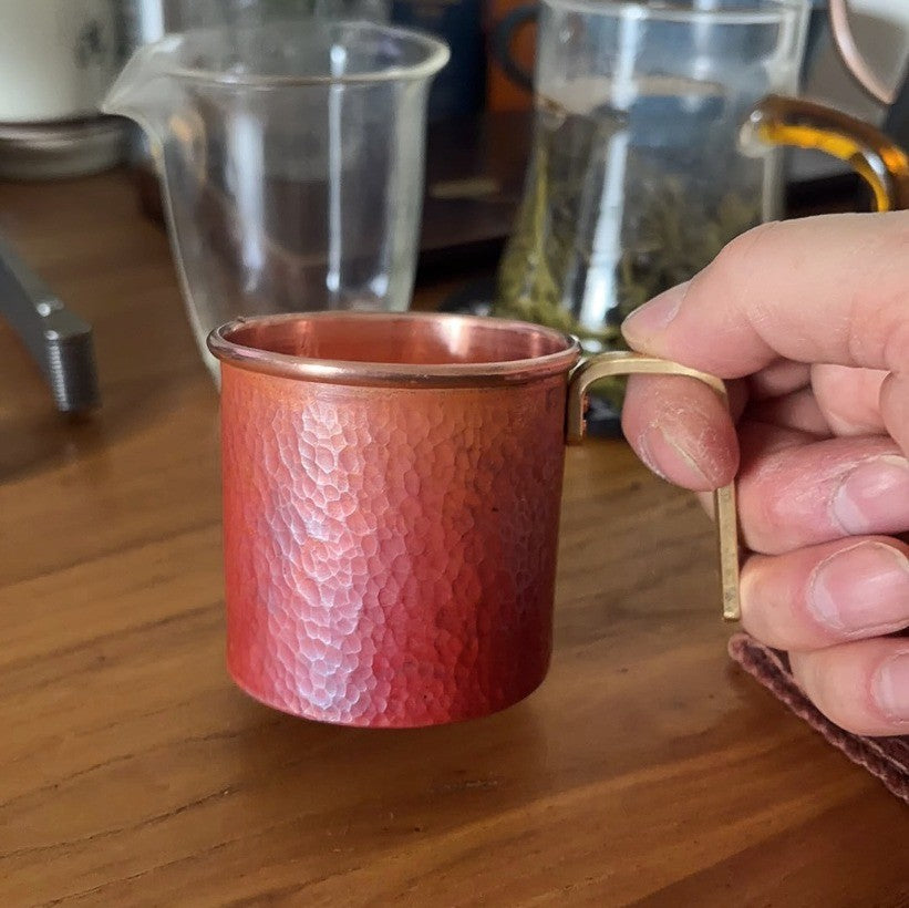 150ml Retro Red Copper Mug Handmade Hammered Fire Oxidation Coffee Tea Cup
