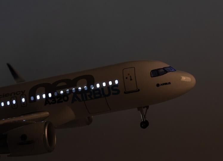 47CM AIRBUS A320neo Airplane Led Sound-controlled Light Resin Aircraft Model