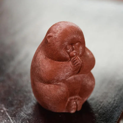 Purple Clay Tea Pet Monkey Figurine Chinese Tea Tray Decoration Tea Ceremony