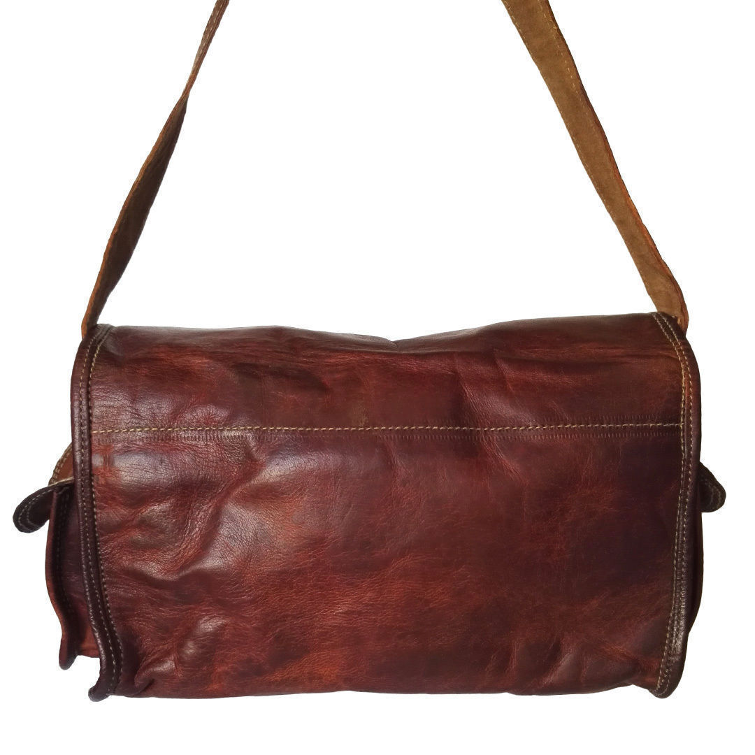 Luxury Men Leather Small Round Briefcase Bag Work Office Messenger Shoulder Bag