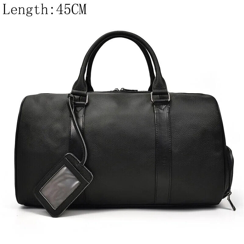 Genuine Leather Travel Bag Men Women Cowhide Casual Travel Weekend Shoulder Bag