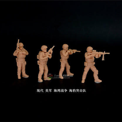 1/72 1/64 1/87 Modern U.S. Military Gulf War SEAL Team 4-Persons Unpainted Model