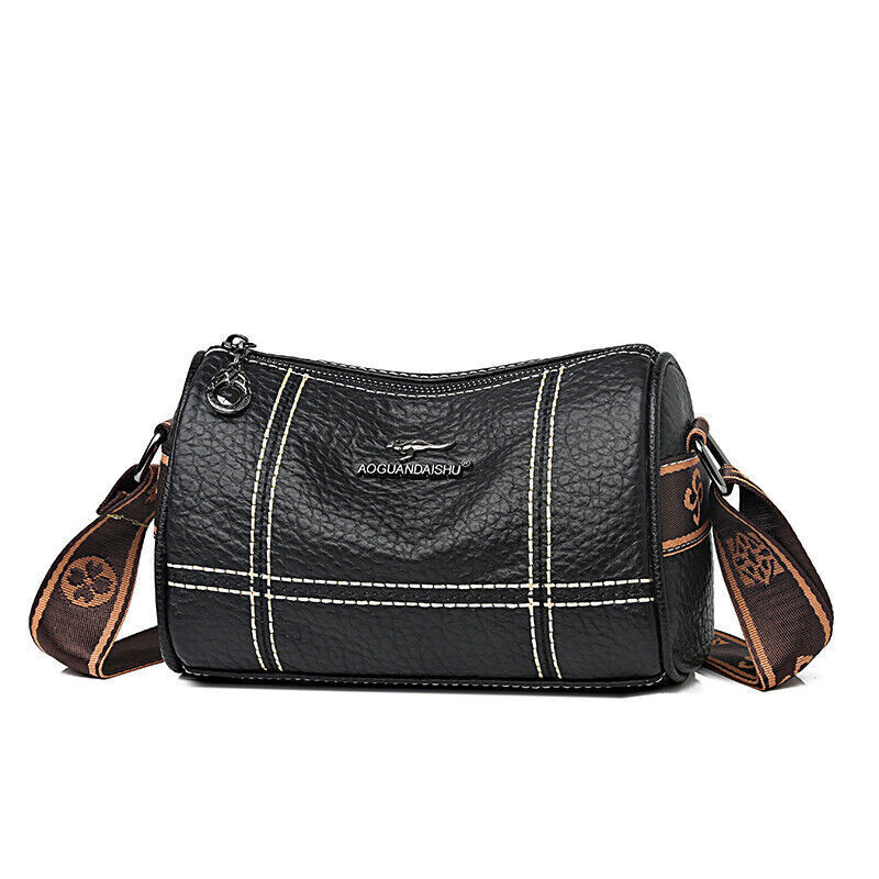 Genuine Leather Small Crossbody Bag Women's Zipper Shoulder Soft Plaid Purses