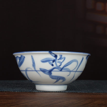 3.3" Collection Chinese Qing Blue-and-white Porcelain Folk Kiln Lines Cup 2