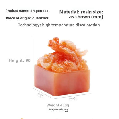 Chinese Resin Color Changing Tea Pet Dragon Imperial Seal Feng Shui Ornament