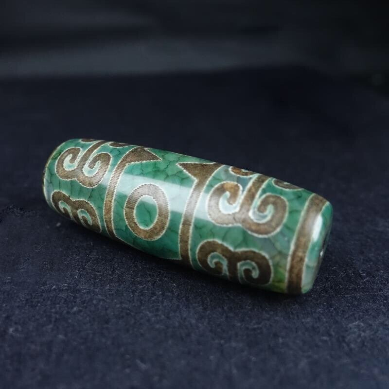 14*40MM Collect Tibetan Style Old Agate Three Eyes Ruyi Grain Dzi Bead Pendant