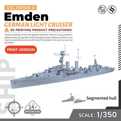 SSMODEL SSC350508-A 1/350 Military Model Kit German Emden Light Cruiser