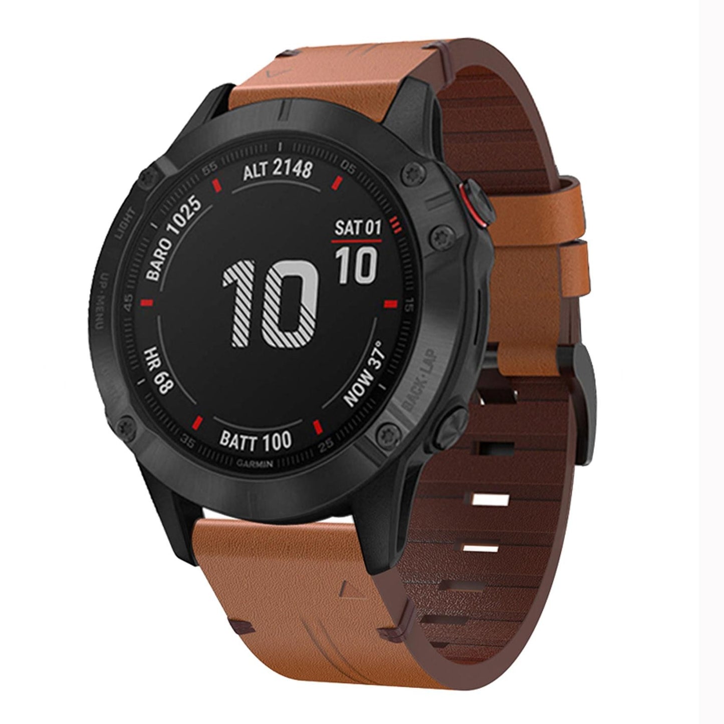 Brown Leather Watchband Strap Quick Wristband For Garmin Fenix 7X 6X 26mm
