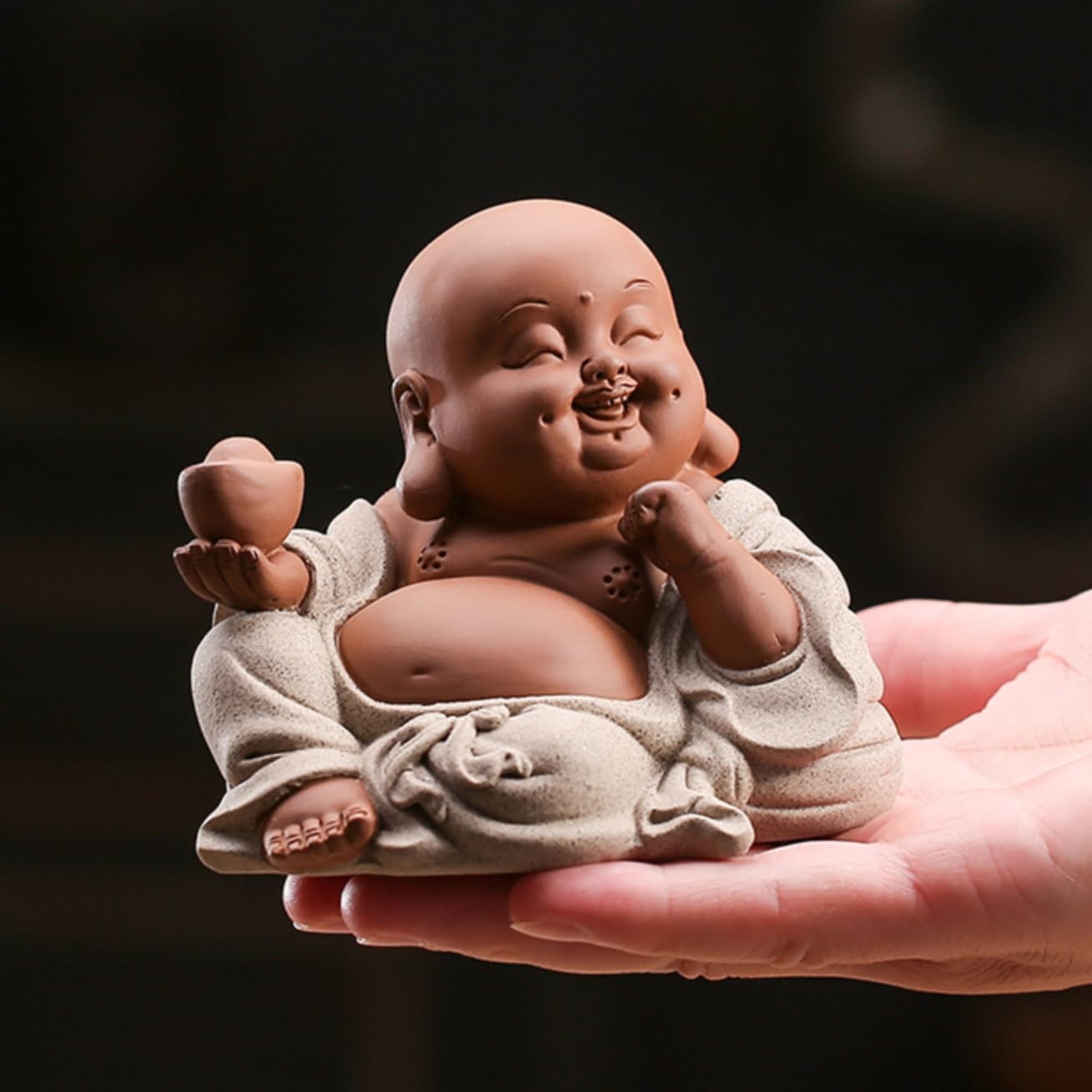 Maitreya Buddha Purple Sands Tea Pet 10.5cm Tea Play Tea Ceremony Accessories