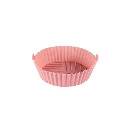 1pc Silicone Air Fryer Baking Tray Circular Foldable Food Grade High Temperature