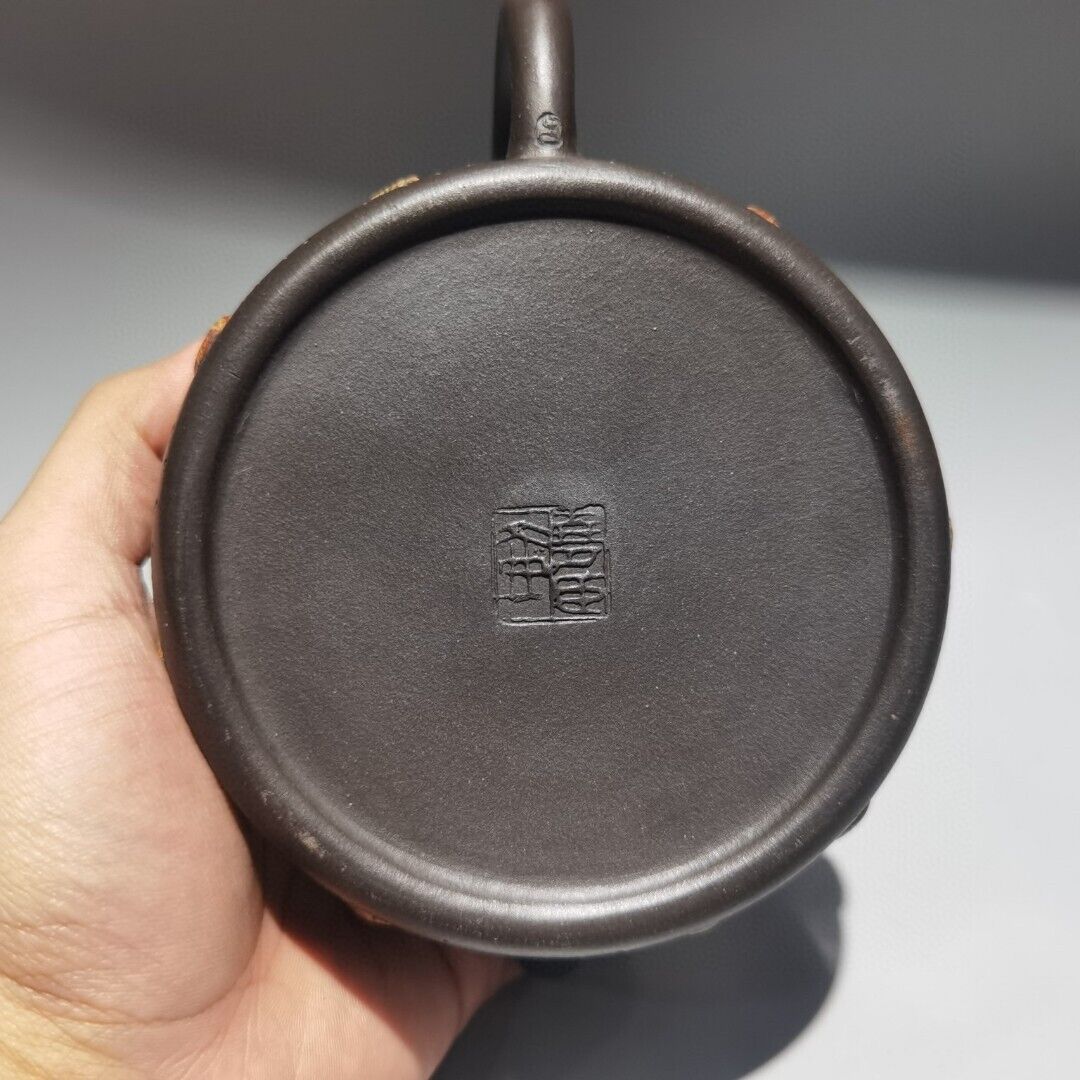 Vintage Chinese Yixing Purple Clay Teapot Zisha Ceremony Collectible Calligraphy