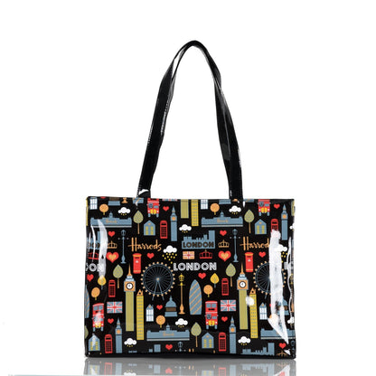 PVC Reusable Shopping Bag Flower Print Waterproof Handbag Shoulder Bags Leisure