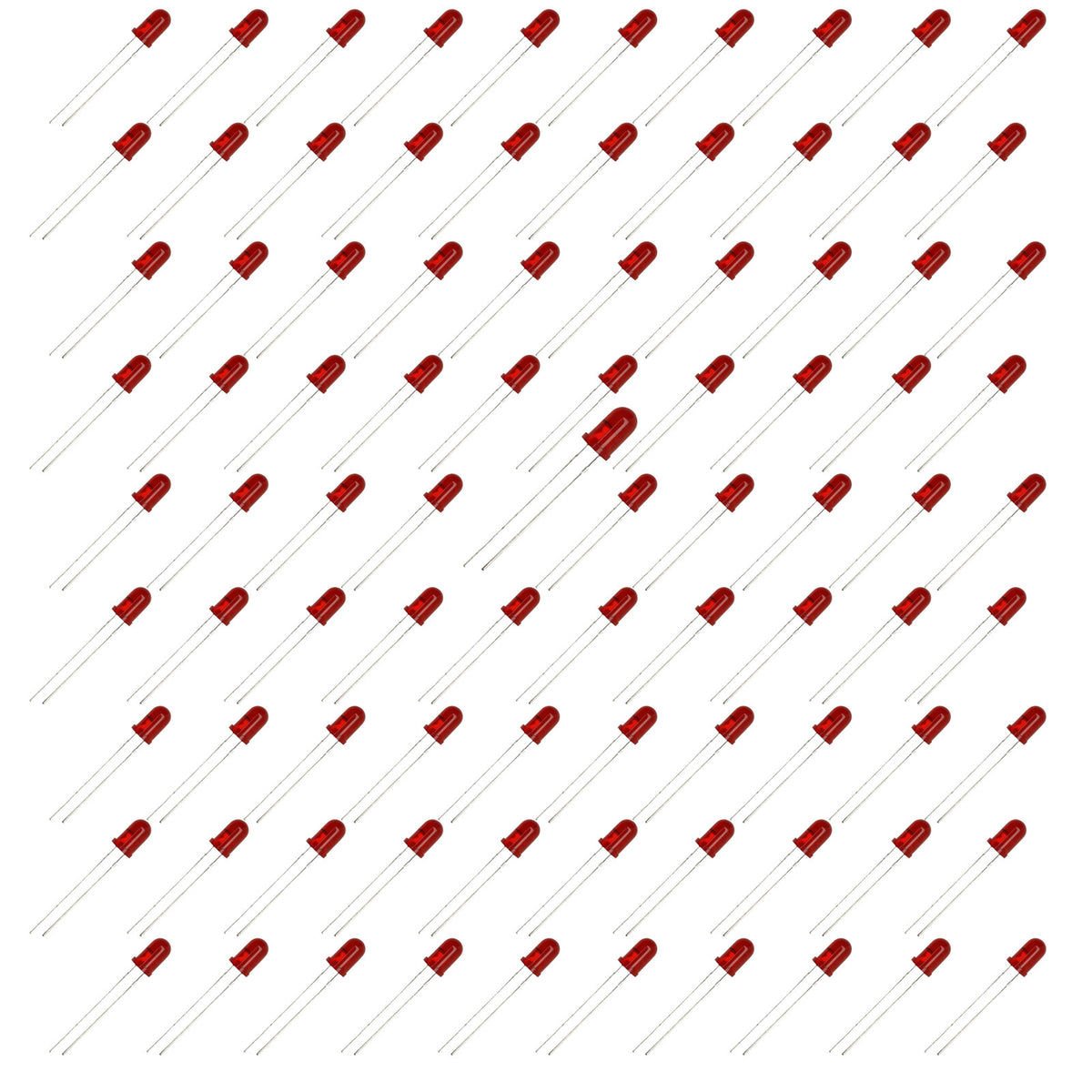 100 Pack Diffused Lens LEDs - Standard - Bright Red - 5mm