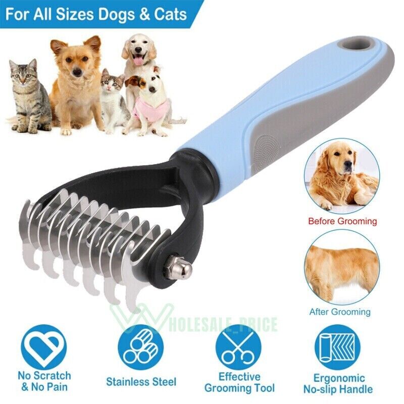 2side Dog Brush for Shedding Dematting Pet Grooming Cat Hair Undercoat Rake Comb