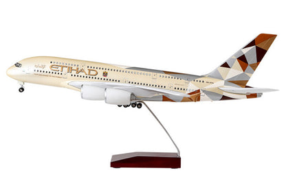 1:160 46CM ETIHAD AIRBUS A380 Passenger Airplane Landing Gear Resin Plane Model