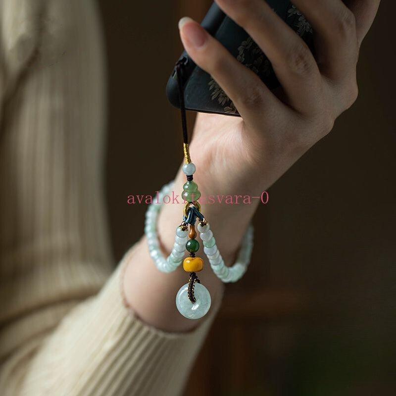 Exquisitely Chinese Retro Natural Jade Pingan Buckle Keychain Auspicious Pendant