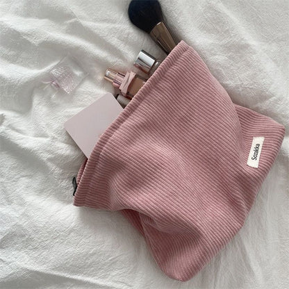 Corduroy Cosmetic Bag Cotton Cloth Makeup Pouch Travel Bags Lipstick Organizer
