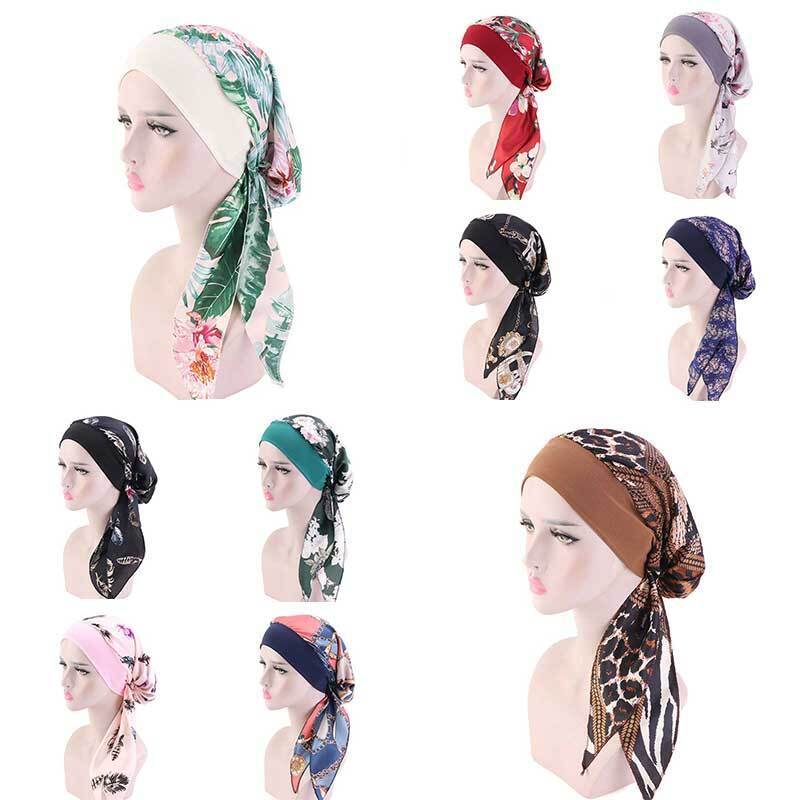 Womens Muslim Hijab Cancer Chemo Hat Turban Hair Loss Head Wrap Scarf Bandana*US