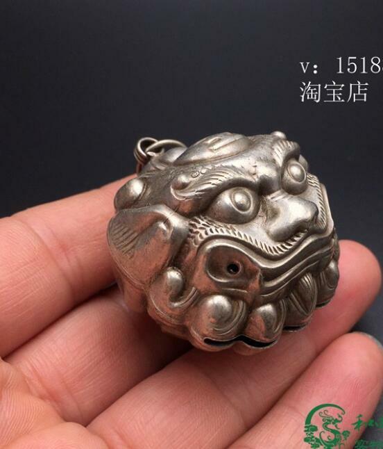 Antique Retro Tiger Head Bell Pure Copper Pendant Hand-Made Craft Collection