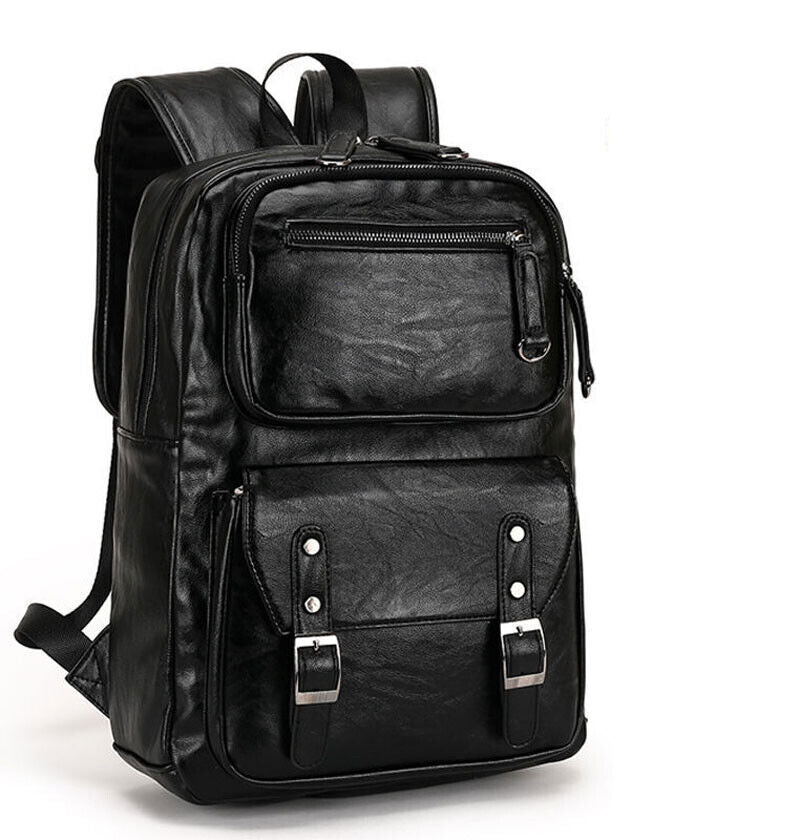 New Fashion Men PU Leather School Backpack Waterproof Laptop Travel Bag