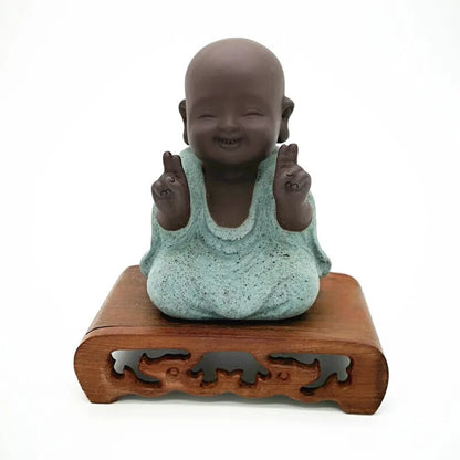 Buddha Statues Small Monk Sand Ceramic Decoration Purple Sand Figurines Tea Pet