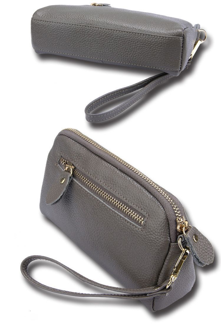 Casual Clutch Bag Genuine Cow Leather Wristlets Handbag Woman Wallet Soft Zipper