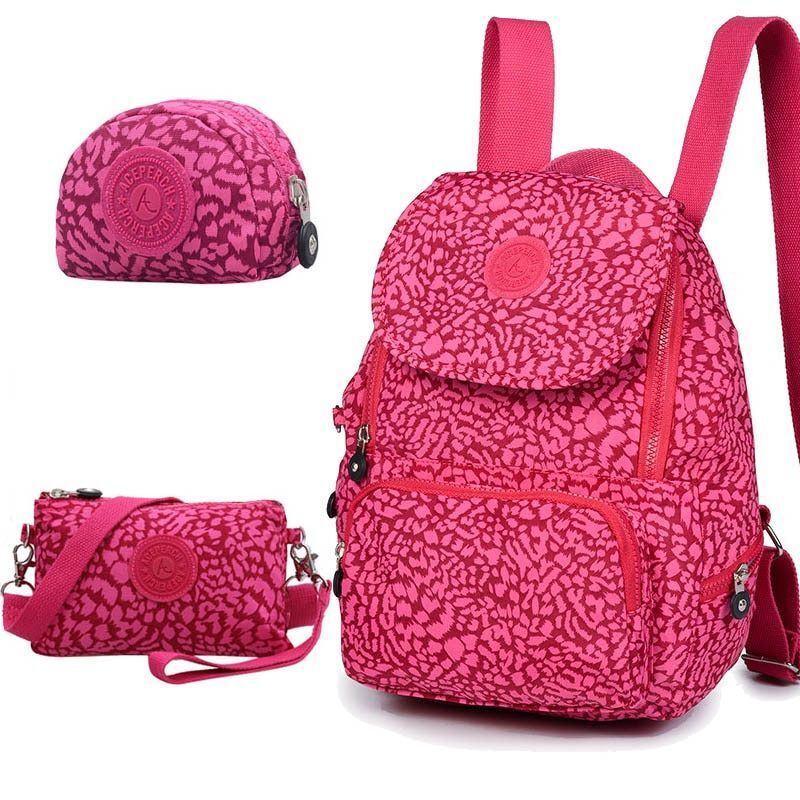 Women Backpack Waterproof Nylon Casual Traveling Bags Nylon 20-35 L Pink/Green