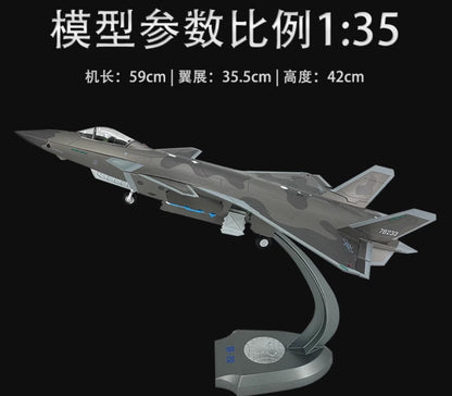 59CM 1:35 Chinese J-20 Stealth Fighter Jet Plane Diecast Military Aircraft Model