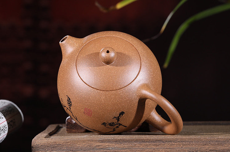 220ml Chinese Yixing Zisha Clay Pottery Handmade Flower Xishi Tea Pot Teapot
